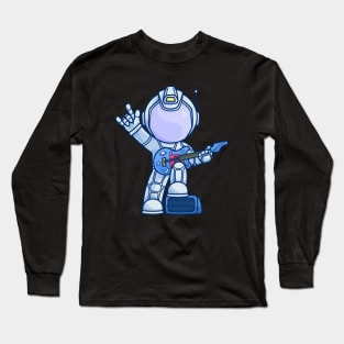 rock n roll astronaut holding guitar Long Sleeve T-Shirt